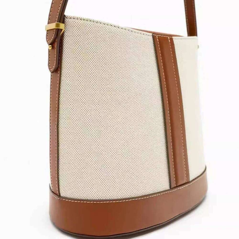 Fashion Canvas Bucket Large Splicing Handbags Shoulder Bag High Quality Crossbody Bags For Women Tote Female Purses