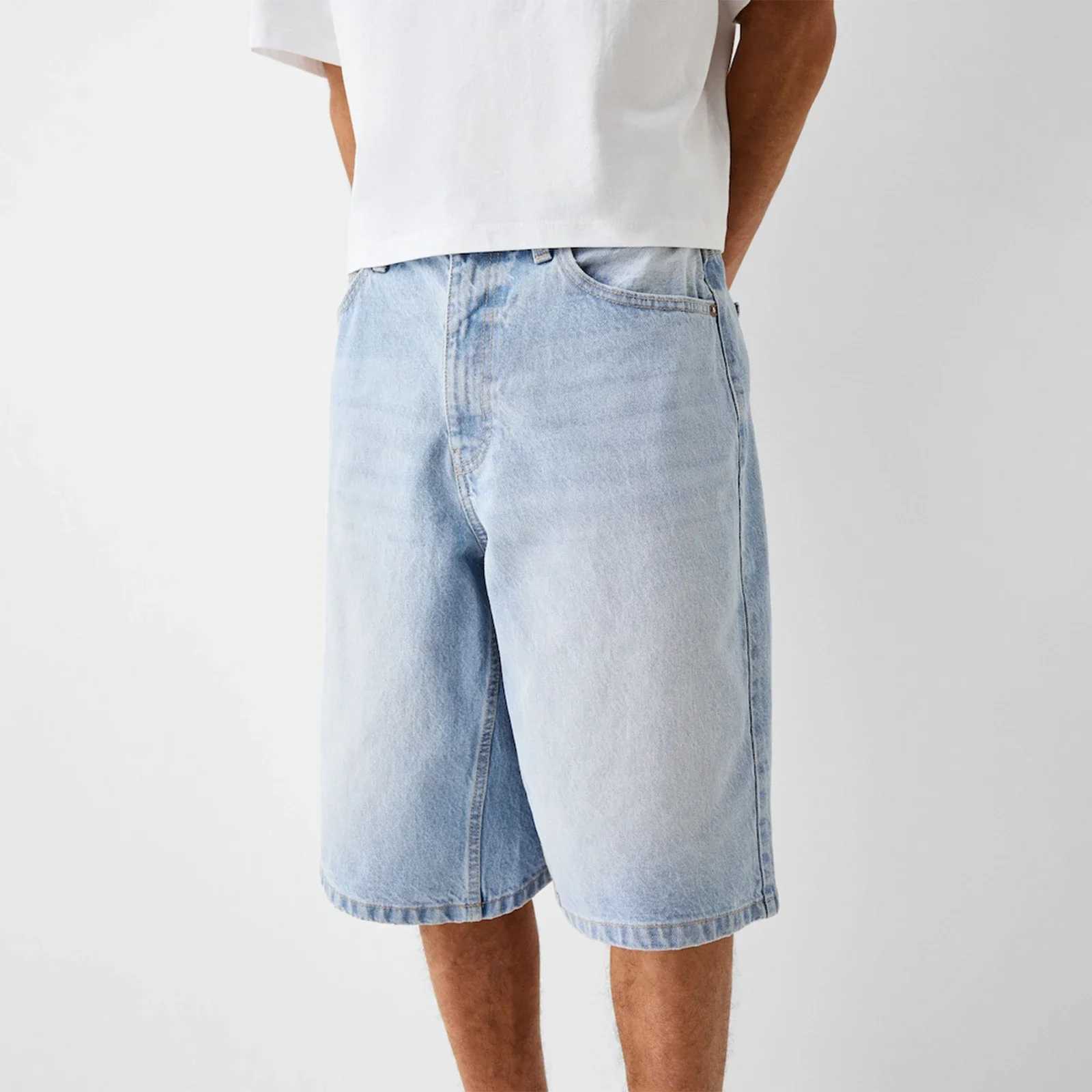 Baggy Jeans Shorts for Men Casual Loose Fit Wide Leg Denim Jorts Y2K Vintage Hip Hop Skateboard Long Jorts Male Streetwear T250603
