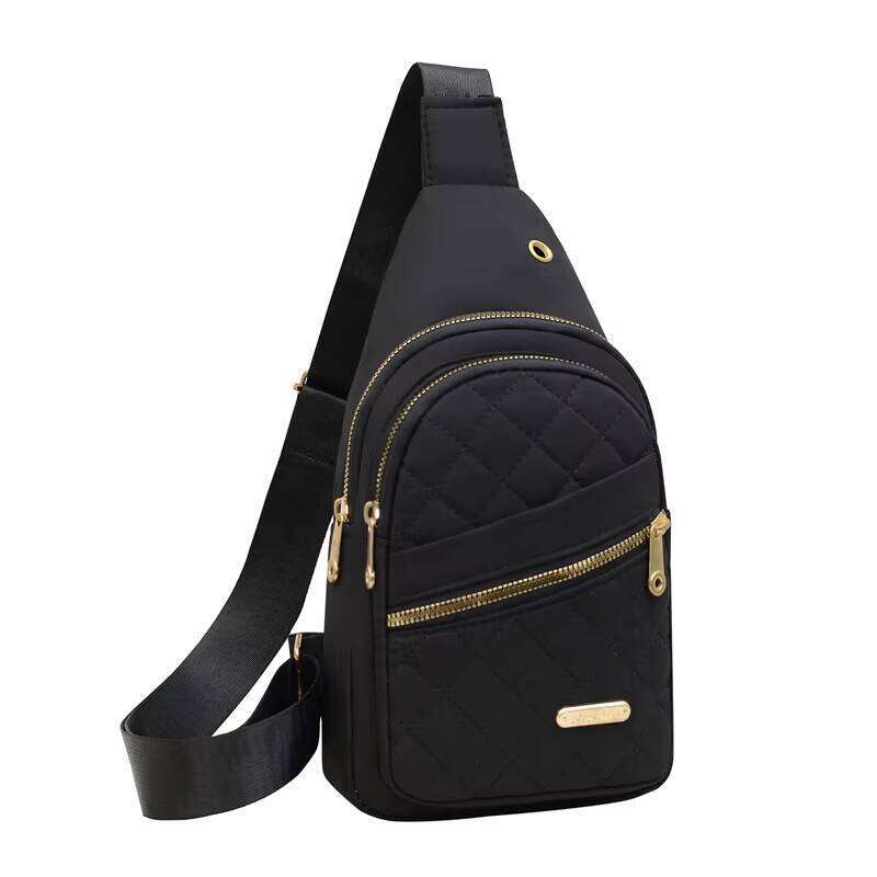DHgargets New Multi-Layer Embroidery Women's Chest Bag Korean Style Large Capacity Outdoor Casual Crossbody Backpack Zipper Closure