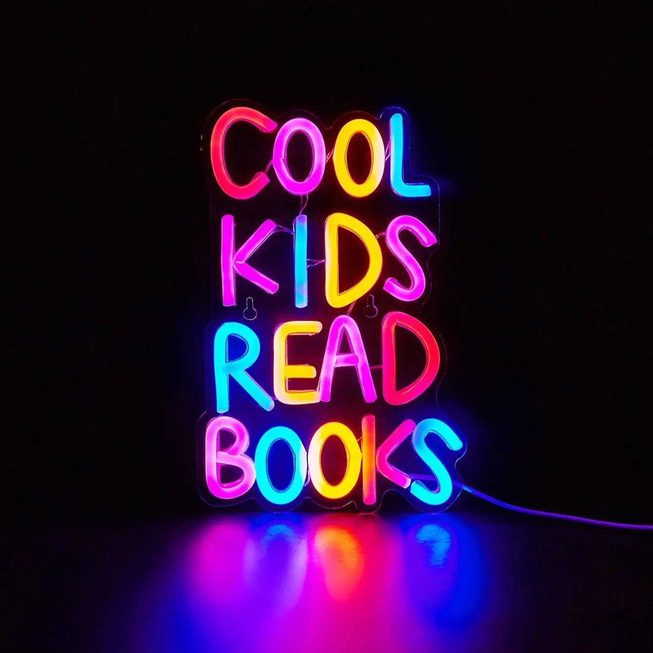 Chi-Buy 1PC Cool Kids Read Books LED Neon Sign USB Powered Wall Decoration Neon Light Signs Suitable For Party Wedding XJ250602