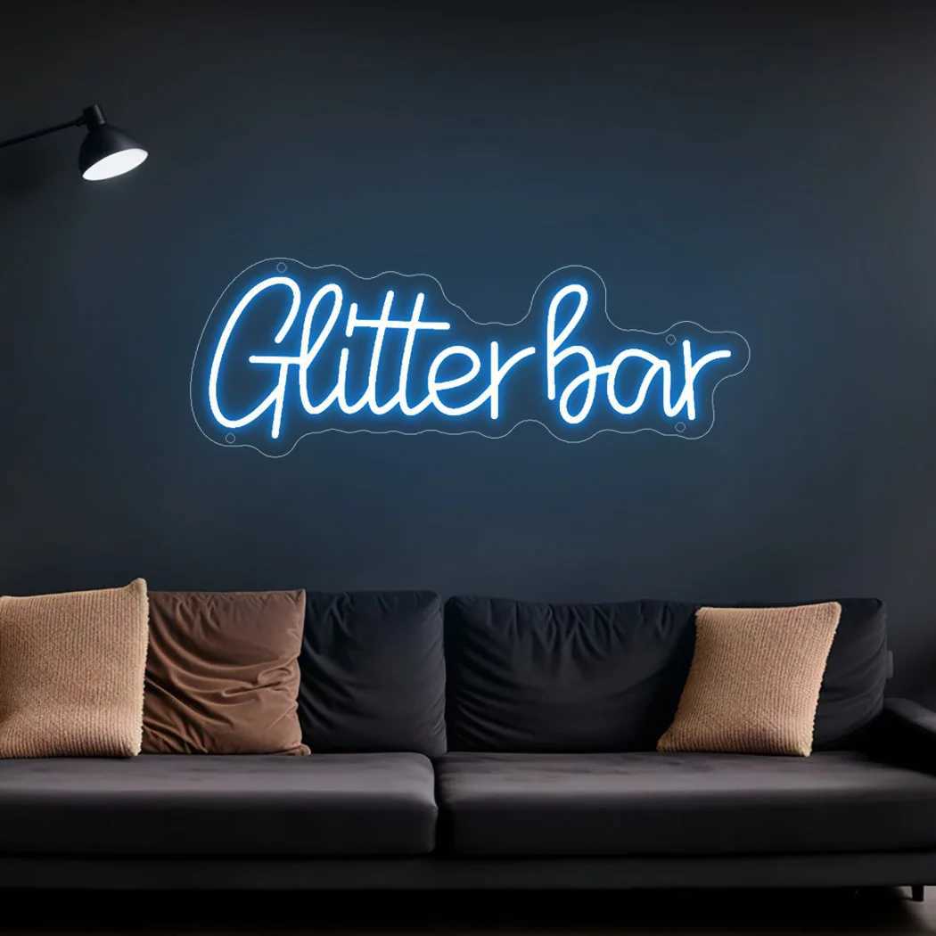 Glitter Bar Neon LED Sign Night Club Bar Party Room Wall Decor LED Neon Lights Bedroom Decoration Flash Bar Club Salon Neon SignXJ250602