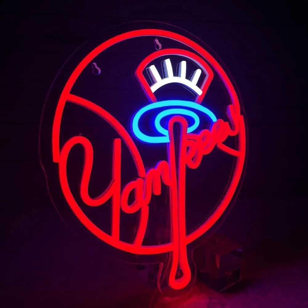 Yankees Baseball USB Powered LED Neon Sign Dimmable Neon Light Wall Decor For Room Decor Party Birthday Handmade Gift Fans XJ250602