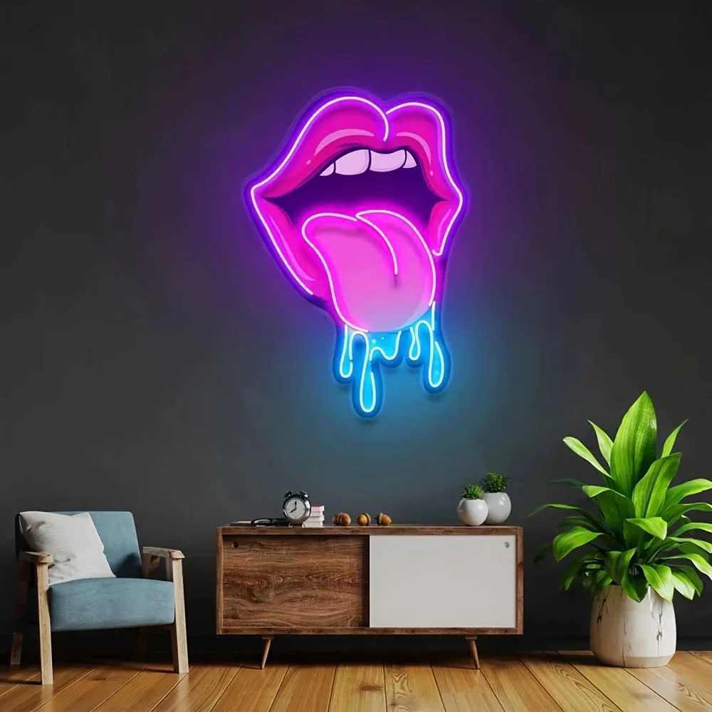 Pink Lips Neon Light USB Powered Wall Decor with Adjustable Brightness Perfect for Bedroom Party Decor Great Gift for Friends XJ250602