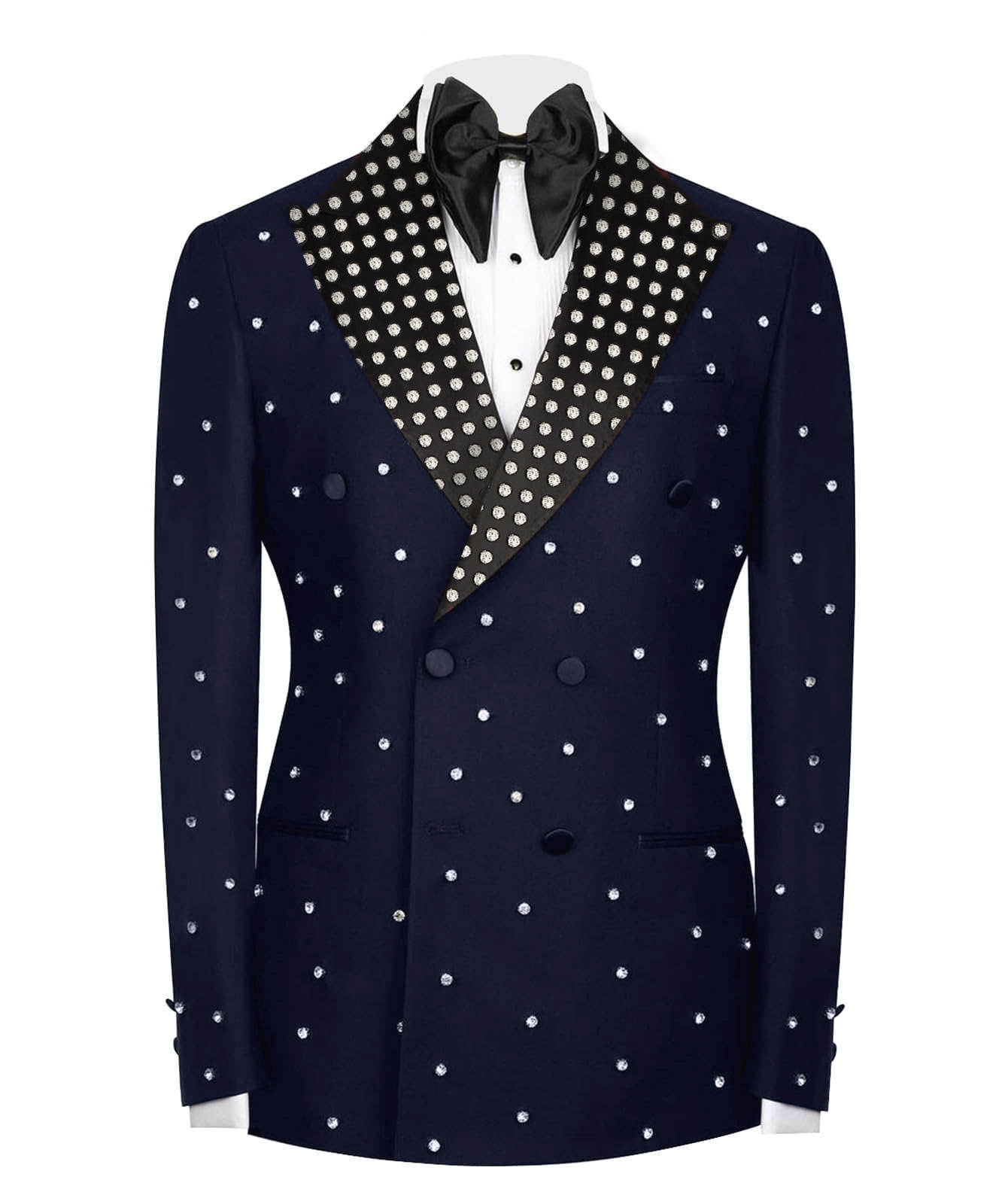 Handsome Beading Men Wedding Tuxedos Peaked Lapel Tailored Pants Suits Birthday Party Prom Groom Wear 2 Pieces