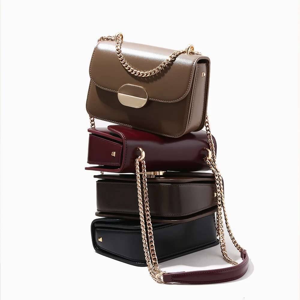 Genuine Leather Ladies Shoulder Underarm Bag Elegant Fashion Chain Sling Cowhide Women's Crossbody Bag