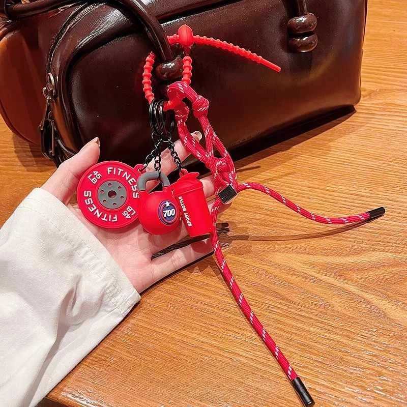 Fitness Keychain Gym Lover Barbell Key chain Weightlifting Keyring Silicone Weight Plate Gym Gifts Workout Gifts Bag Charm Backpack XJ250602