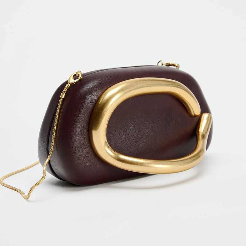 Luxury Metal Decoration Box Clutch Bag for Women Designer Burgundy Evening Party Purses Fashion Chains Shoulder Crossbody Bags W250602