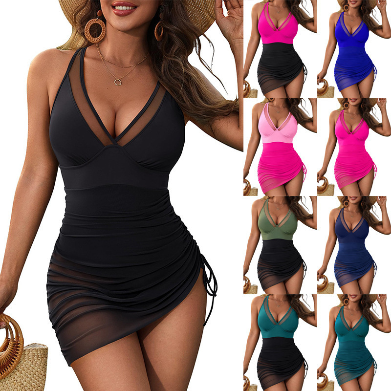 Outdoor Summer Beach Sexy Women Free Shipping 2025 New Designer Shoes 2025 New Mesh One-piece Women's Fashionable Tight And Sexy Bikini Skirt Sty