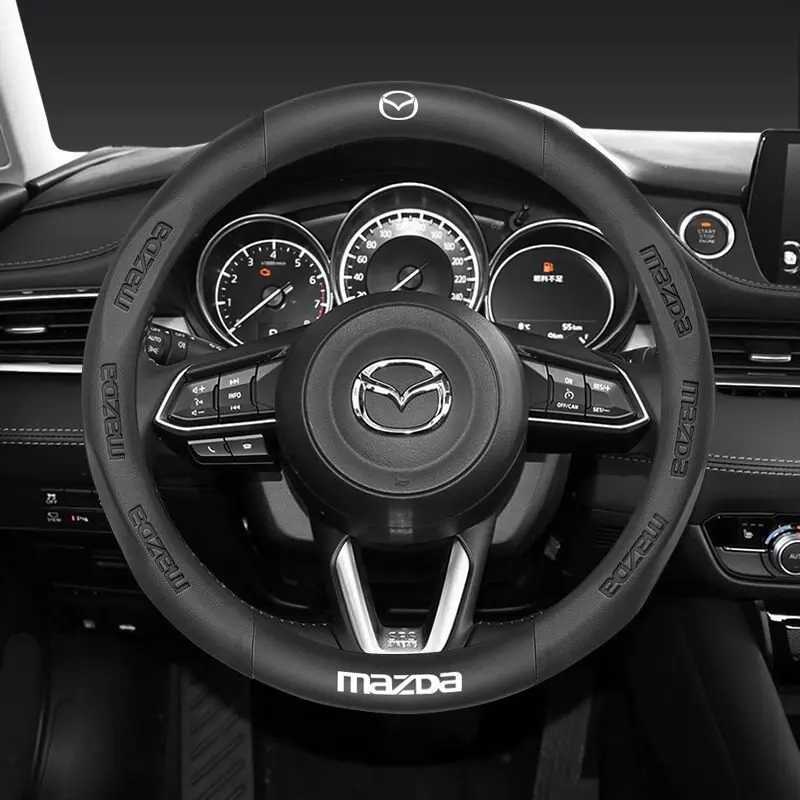 Car 3D Leather Steering Wheel Cover For Mazda 2 3 5 6 CX3 CX30 CX5 CX8 CX9 BT50 demio Car Accessories R250603