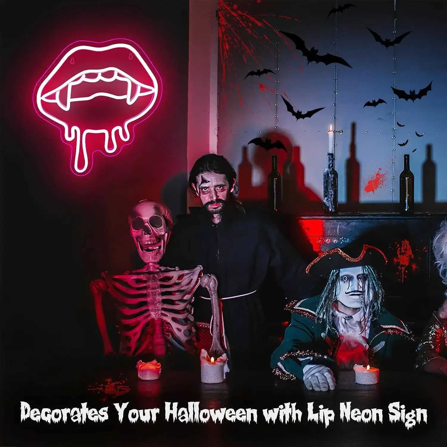 Vampires Lips Neon Light for Wall Decor for Party Aesthetics Decoration Creative Neon Sign for Unique Gift Bedroom Bar Room Art XJ250602