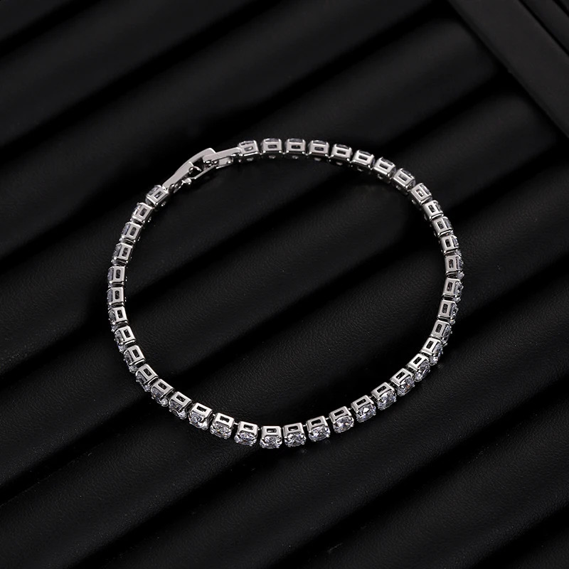 Hiphop Iced Out 4mm Cubic Zirconia Crystal Tennis Bracelets For Women Men Gold Color Silver Color Bracelet Chain Jewelry 250528