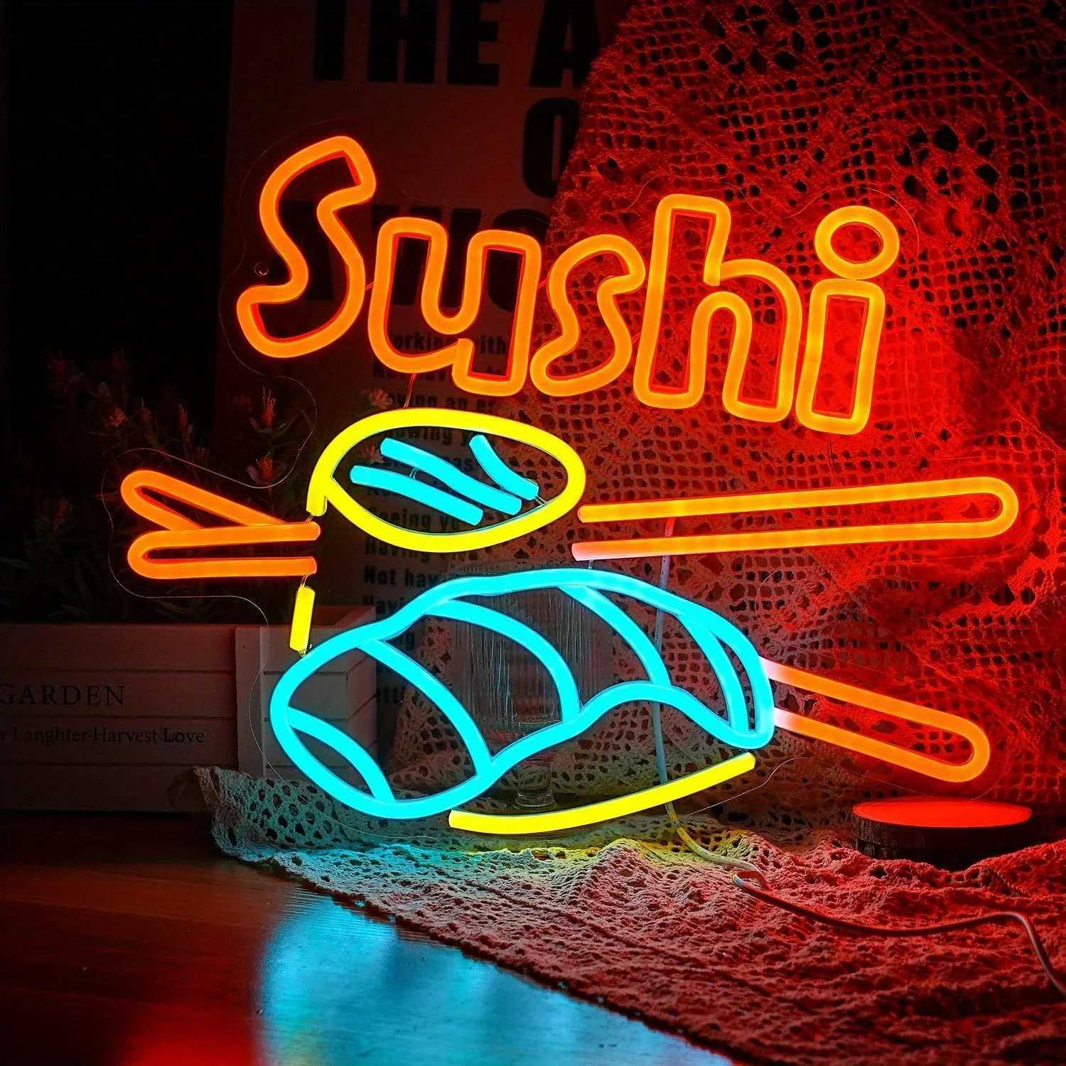Sushi Neon Sign LED Sushi Light Sign Wall Decoration USB Powered Bright Neon Sushi Sign Shops Sushi Restaurant Kitchen Party XJ250602