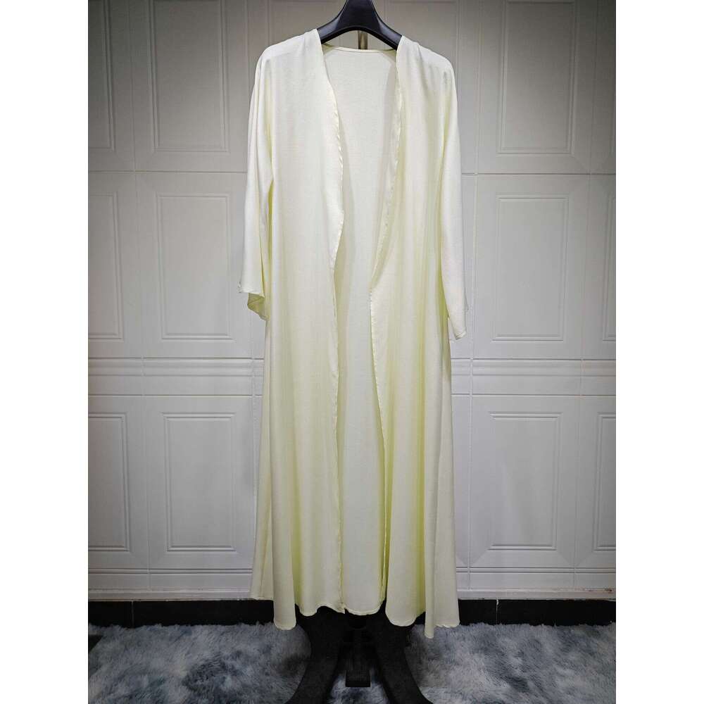Mq116 Cotton Linen Comfortable Cardigan Robe Arab Dubai Fashion Simple Abaya Outerwear B5