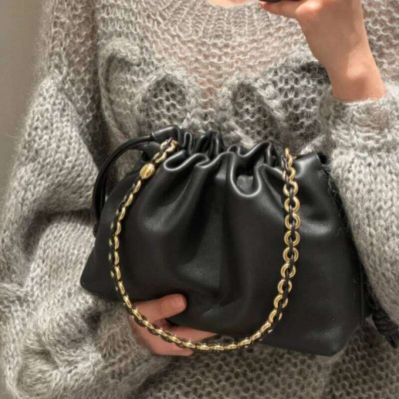 Jamhoo Designer Leather Shoulder Bags For Women Chain Handbag Bucket Crossbody Bag Fashion Brand Drawstring Tote Clutches