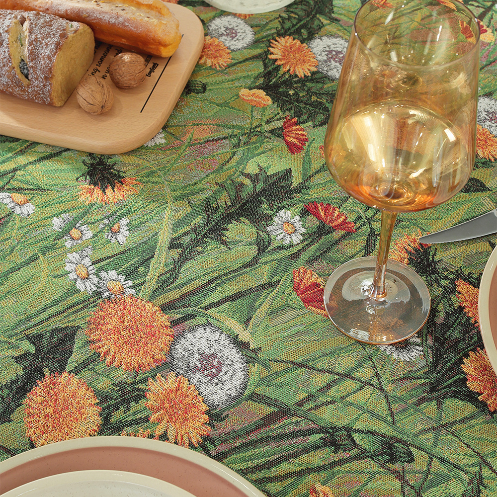 T0507 New Retro Oil Painting Style Tablecloth TV Cabinet Cover American Jacquard Cotton and Linen Cover Cloth Household Rectangular Tablecloth