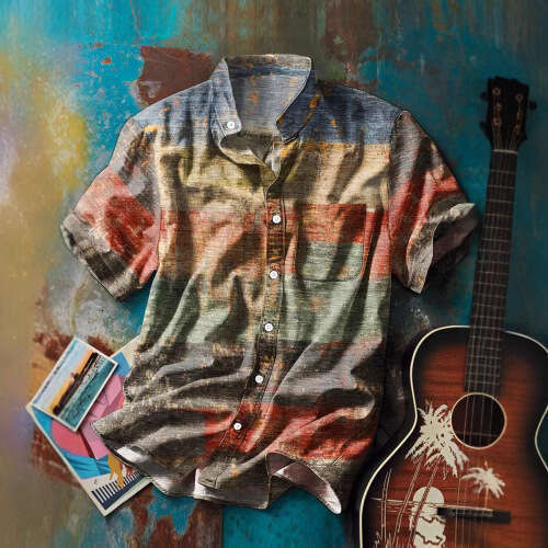 2025 Men's Short Sleeve Summer Cuban Shirt Retro Hawaiian Loose Style Versatile New Trendy Clothing Ins