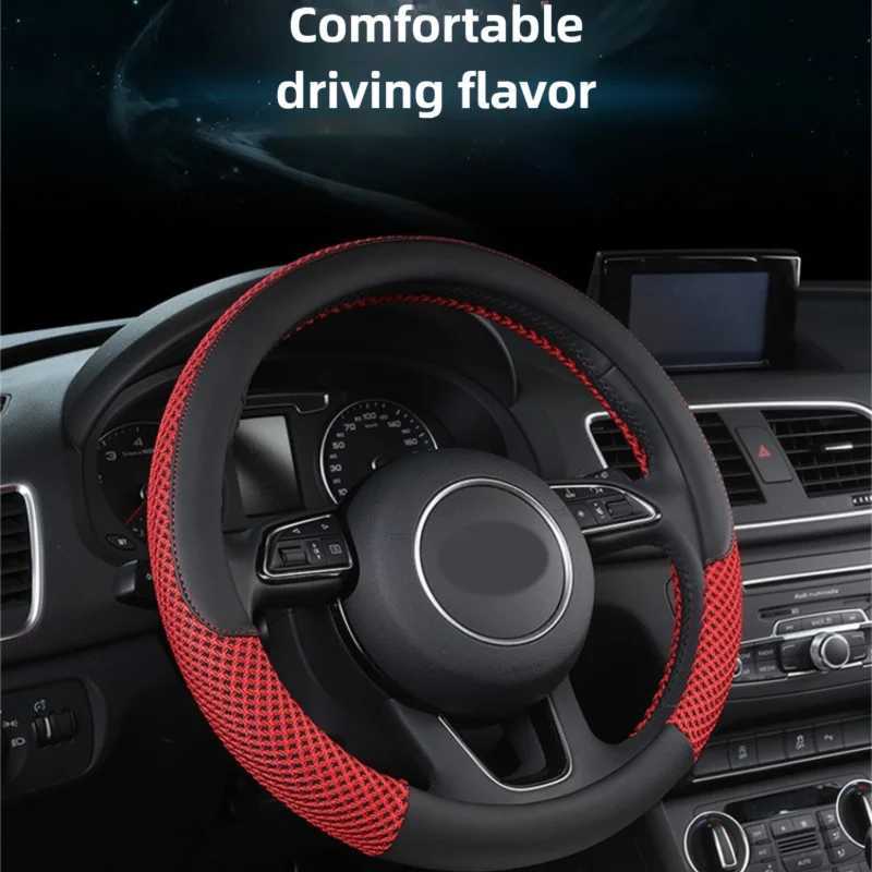 Car Steering Wheel Covers Accessories Fiber Leather With Inner Ring Interior Supplies Suitable For 14.5-15 Inches R250603