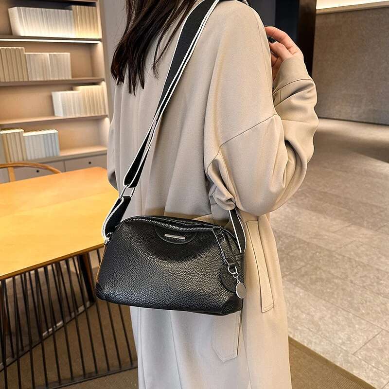 Women's Genuine Leather Shoulder Small Stylish Crossbody Adjustable Strap Classic Minimalist Design Casual Day Bag