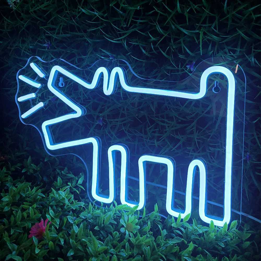 Cute Dog Neon Signs For Wall Decor USB Powered Anime LED Lights For Pet Shop Birthday Party Bar Bedroom Decoration Acrylic LampXJ250602