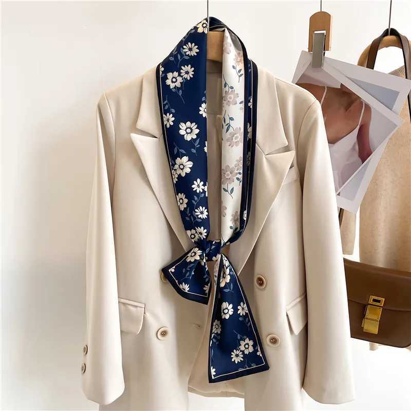 145*12cm Women Fashion Silk Scarf Headwrap Hair Scarf Female Headscarf Tie Neck Luxury Brand Ribbon Hair Band Hijab Decoration W250602