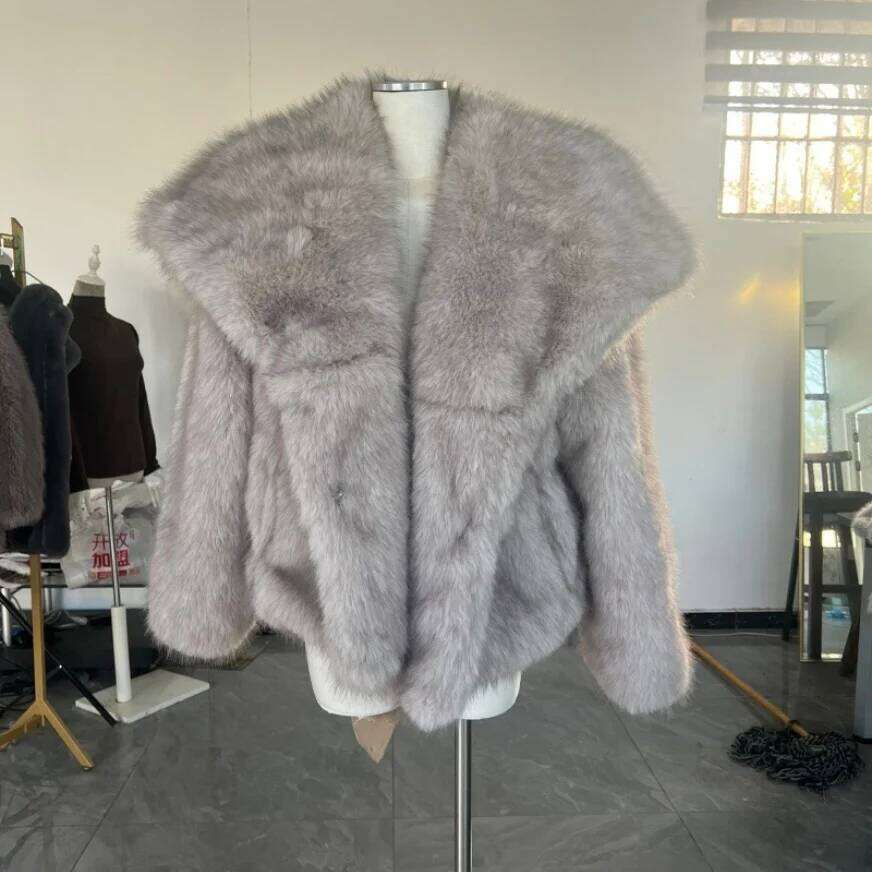 2025 Autumn/Winter Women's Jacket Fashion Oversized Collar Elegant Thick Coat High Quality Faux Fur Coats