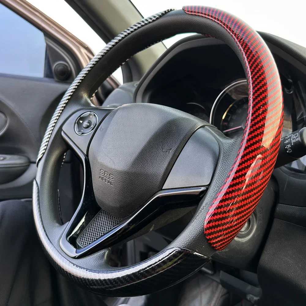 Upgrade Your Driving Experience with A Non-Slip Carbon Fiber Steering Wheel Cover Accessories Glossy Carbon Fiber Looking Amagi R250603