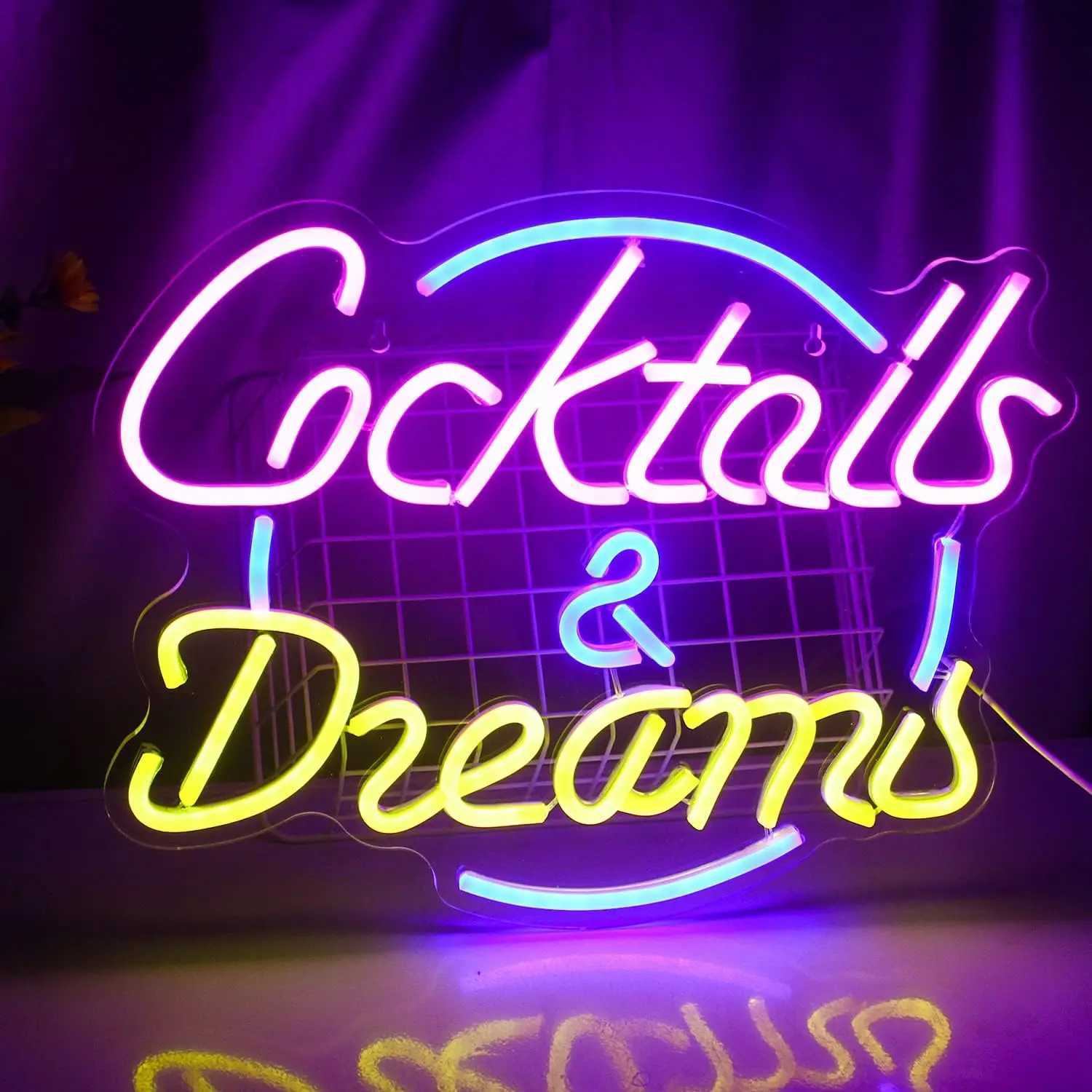 Cocktails Dreams Neon sign Suitable for bar wall decoration can be powered by USB Adjustable LED lights XJ250602