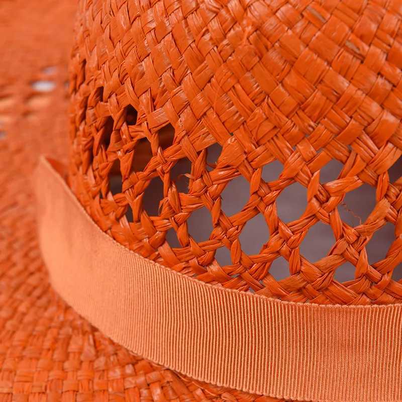 Straw Hat Women Summer Large Brim Beach Vacation Photo Sunscreen Straw Hat Personality European Style Foldable Beach Hat W250602