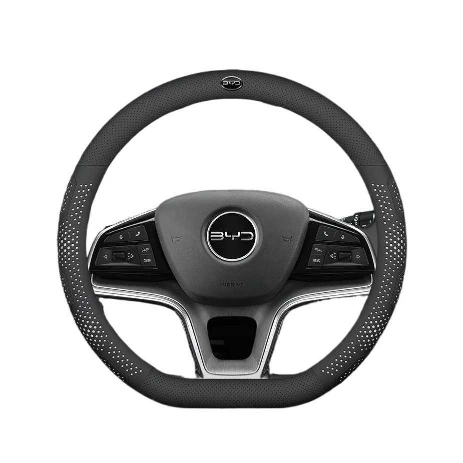 Leather Car Steering Wheel Cover for BYD ATTO 3 DOLPHIN MINI PLUS Seal YUAN PLUS UP Seal U SEAGULL E2 HAN TAN TANG Accessories R250603