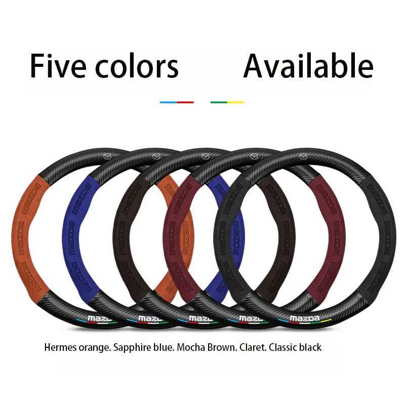 Car Suede Carbon Fiber Leather Steering Wheel Cover For Mazda CX-3 CX-4 CX-5 CX-7 CX-9 Mazda 3 Axela 6 Gh Gj Demio Car R250603