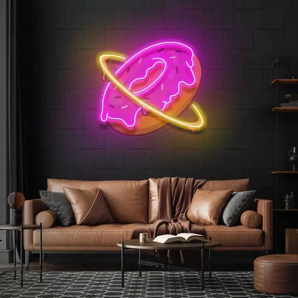 Donut Planet Custom Neon Sign for Wall Decor LED Neon Light for Bedroom Home Living Room Bar Personalized USB Powered XJ250602