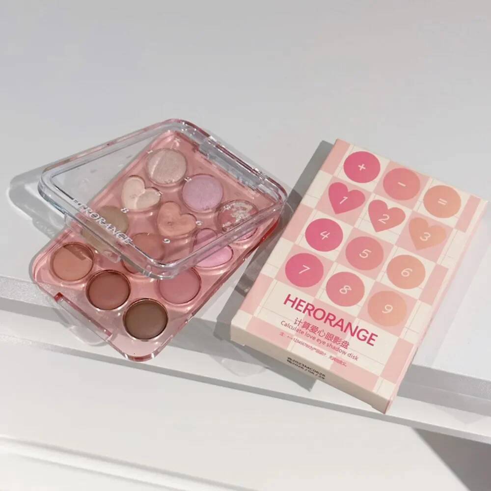 HERORANGE Calculator Love Palette 12 Colors Matte Pearlescent Glitter Non-Flying Powder Earth Color Eyeshadow
