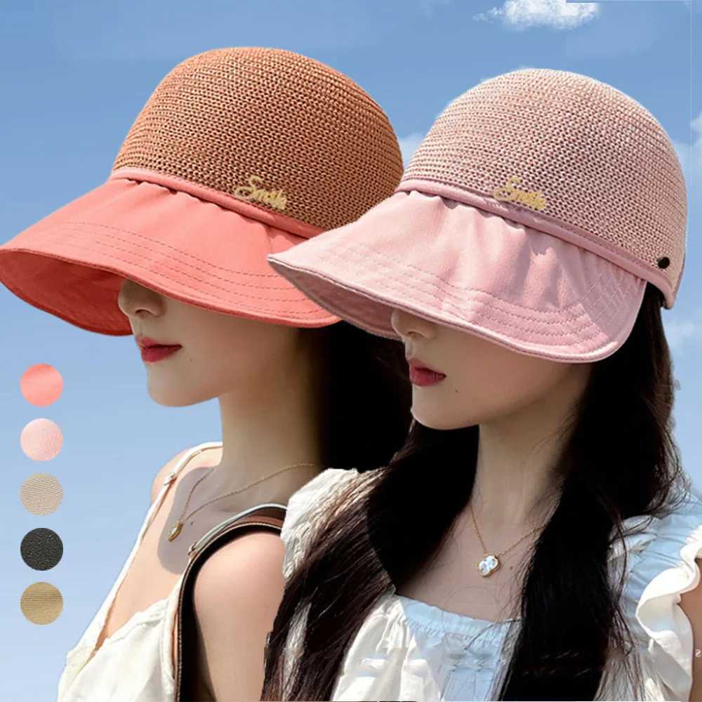 Summer Bucket Hat Women Outdoor Sun Hats Portable Foldable Beach Hat UV Protection Sun Hats Girls Wide Brim Cap Baseball Caps W250602