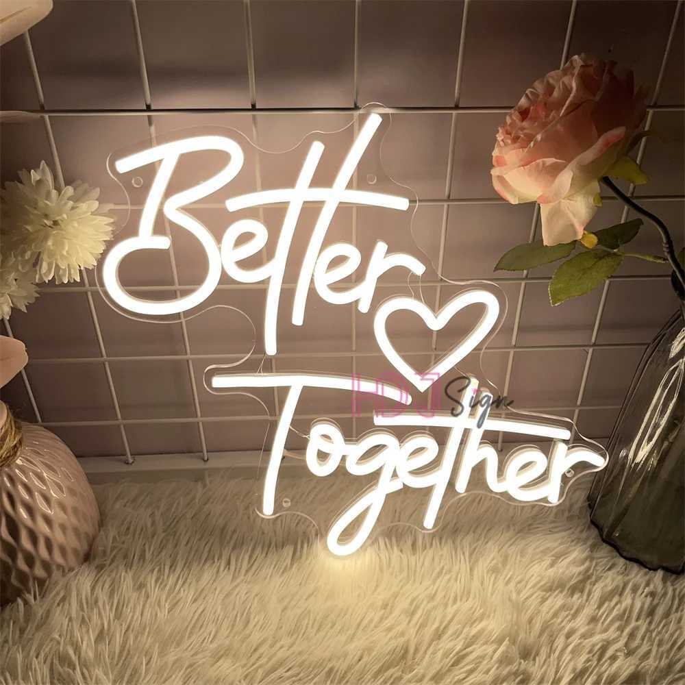 Better Together Neon LED Sign Wedding Wall Hanging Decor Neon Lights USB Wedding Bedroom Room Art Decoration Neon Signs XJ250602