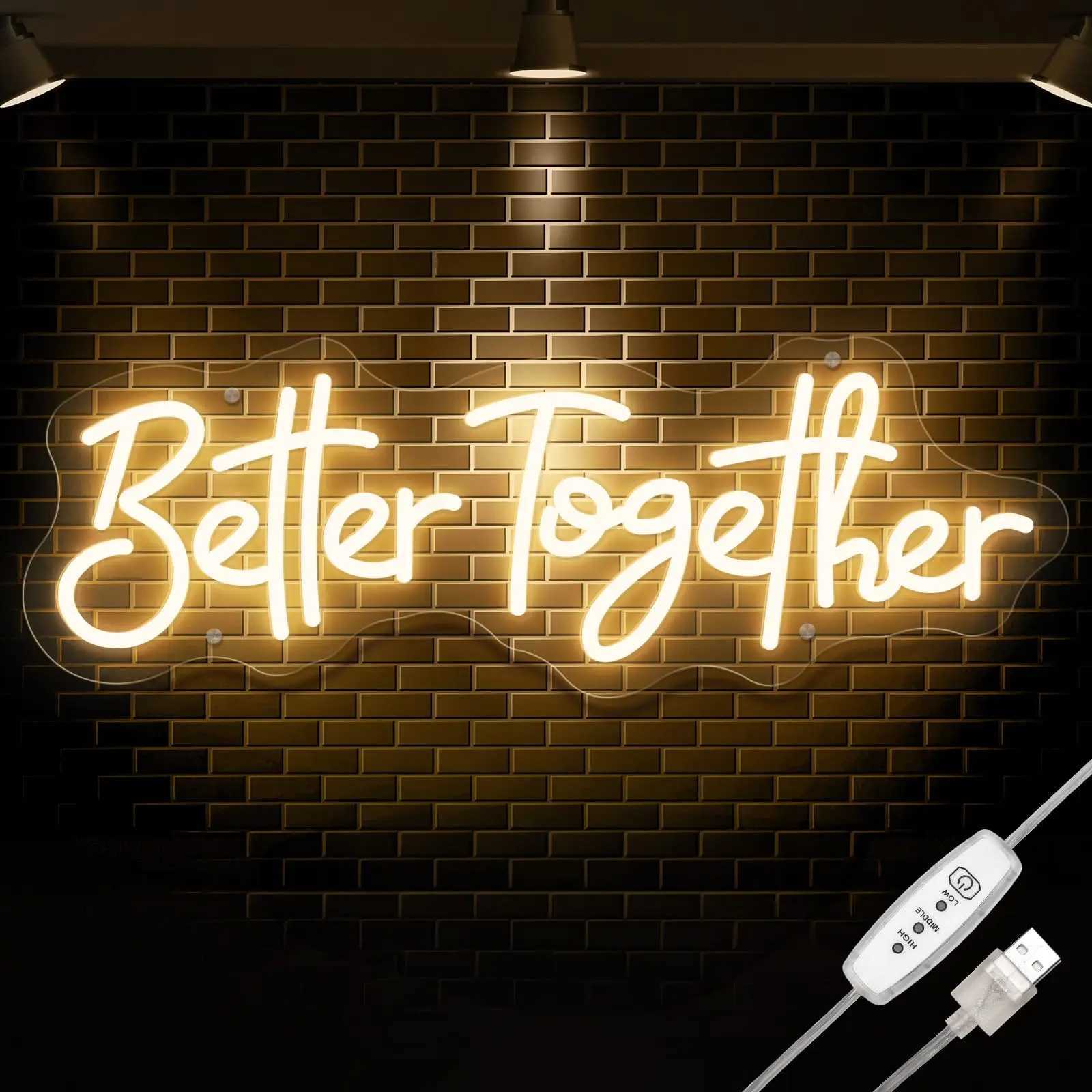 Better Together Neon Sign LED Light with Adjustable Brightness Perfect Wedding Decor Anniversary Mr Mrs Party Decoration USB 5V XJ250602