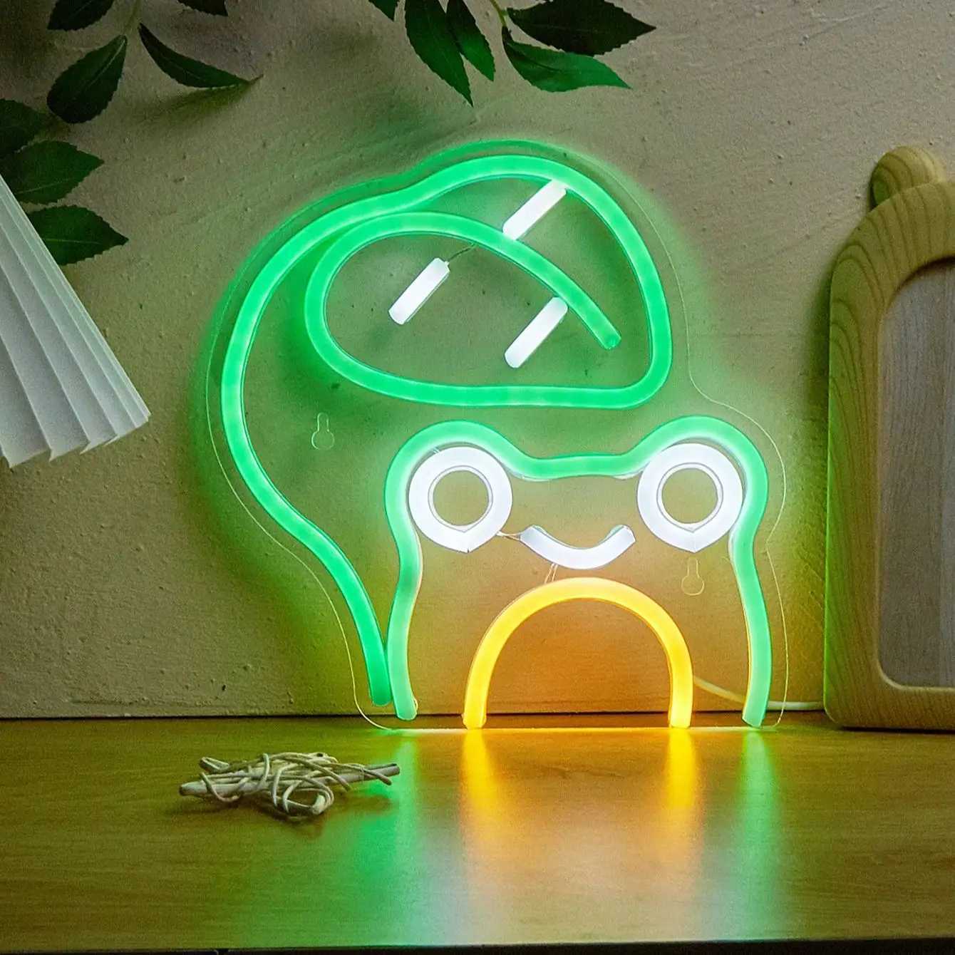 Chi-Buy 1PC Cute Frog Shape LED Neon Sign USB Powered Wall Decoration Neon Light Signs Suitable For Party Wedding XJ250602