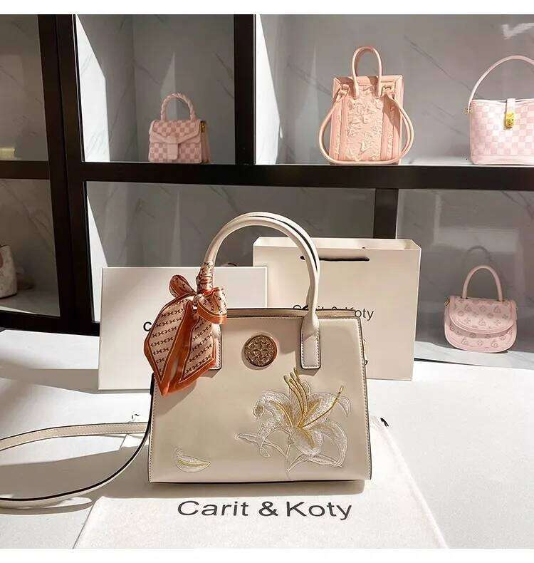 Fashion Embroidery Floral Square Women Handbag High Quality Large Capacity Tote Shoulder Messenger Bag Lady Purse