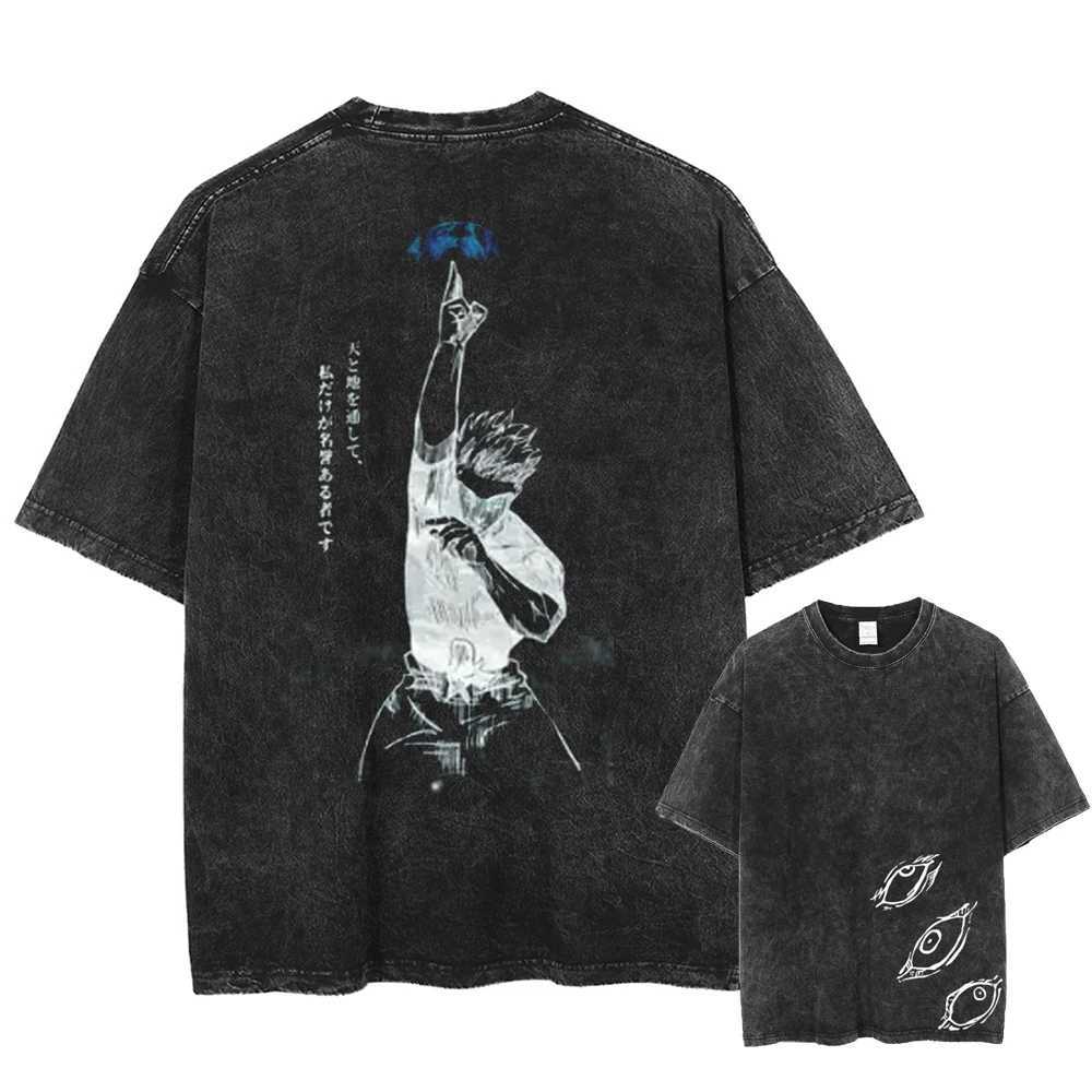 Gojo Satoru Jujutsu Kaisen T Shirt Men Women T-shirt Washed Cotton T-shirt Clothing Summer Short Sleeve Oversized Tees Streetwear W250603