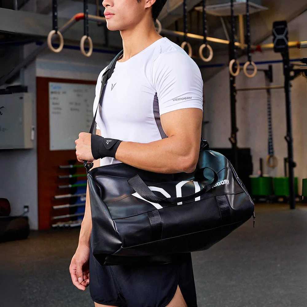 Veidoorn Large Capacity Gym Bag Waterproof Durable Dry and Wet Separation Sports Leather Bag Outdoor Travel Backpack XJ250603