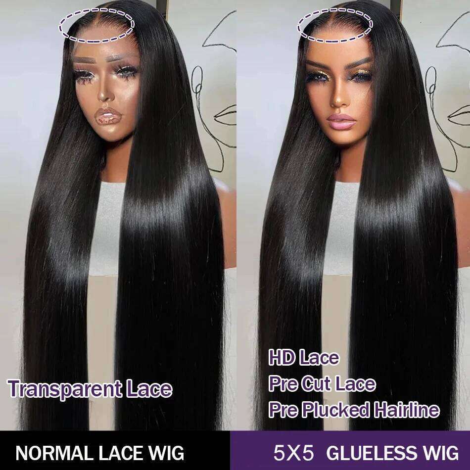180% Bone Straight Glueless Human Hair Ready To Wear 6x4 5x5 Lace Closure Wig Pre Plucked MYLOCKME