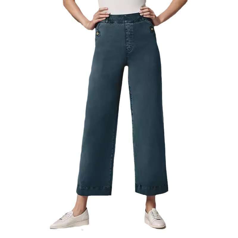 Loose Straight Wide-Leg Cropped Jeans B5