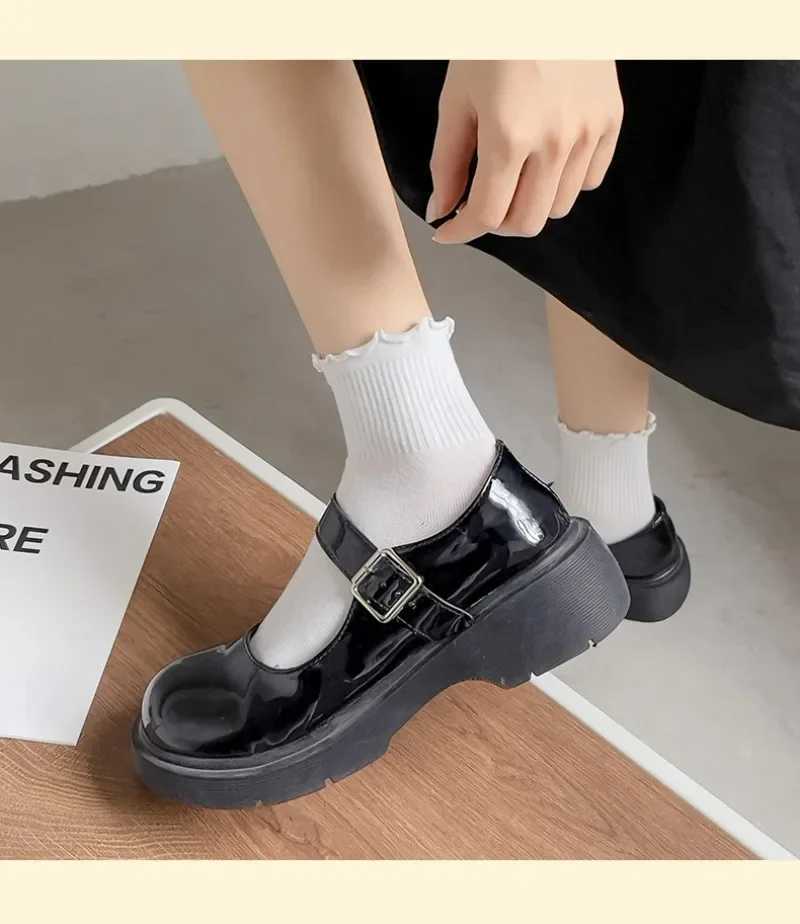 1/2/3pairs Cotton Ruffles Ankle Socks Women Lolita Cute Kawaii Korean Stocking Girl Spring Black White Middle Tube Japanese Socks T250602