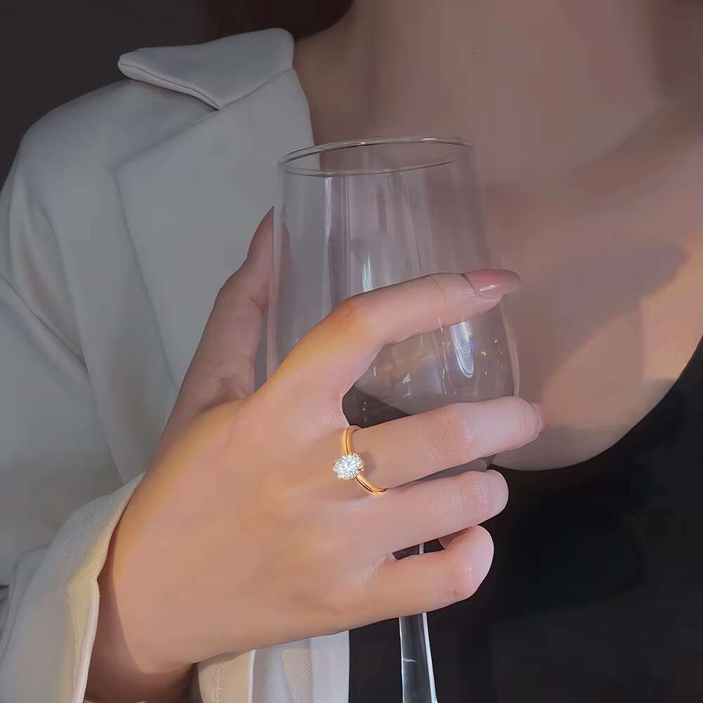 In Stock 925 Sterling Silver Wedding Ring VVS Oval Cut D Color Moissanite Diamond Engagement Ring