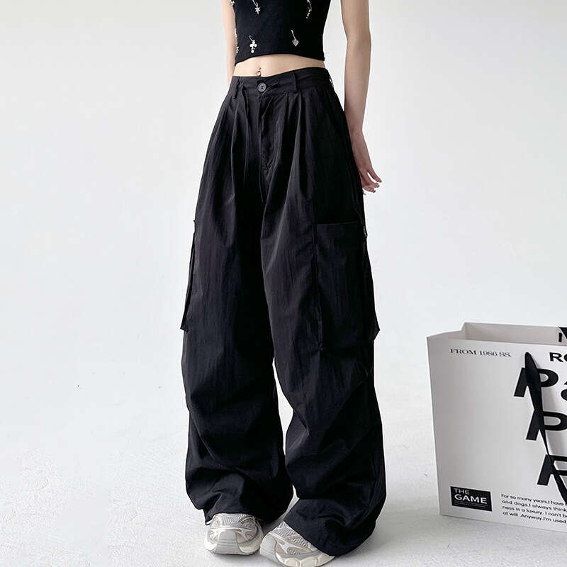 American Style Cargo For Women New Black Thin Women's Summer High-End Campus Casual Pants B5