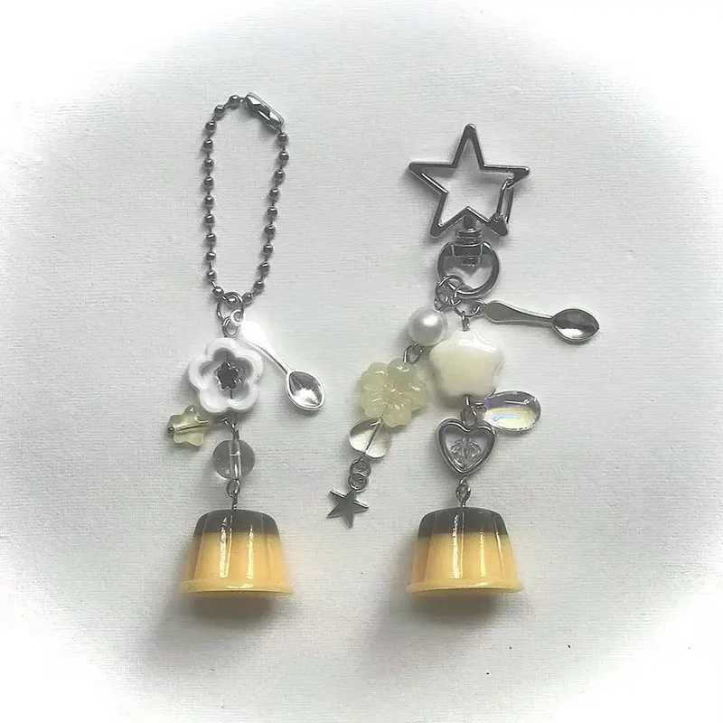 pudding + spoon Japanese retro keychain XJ250602