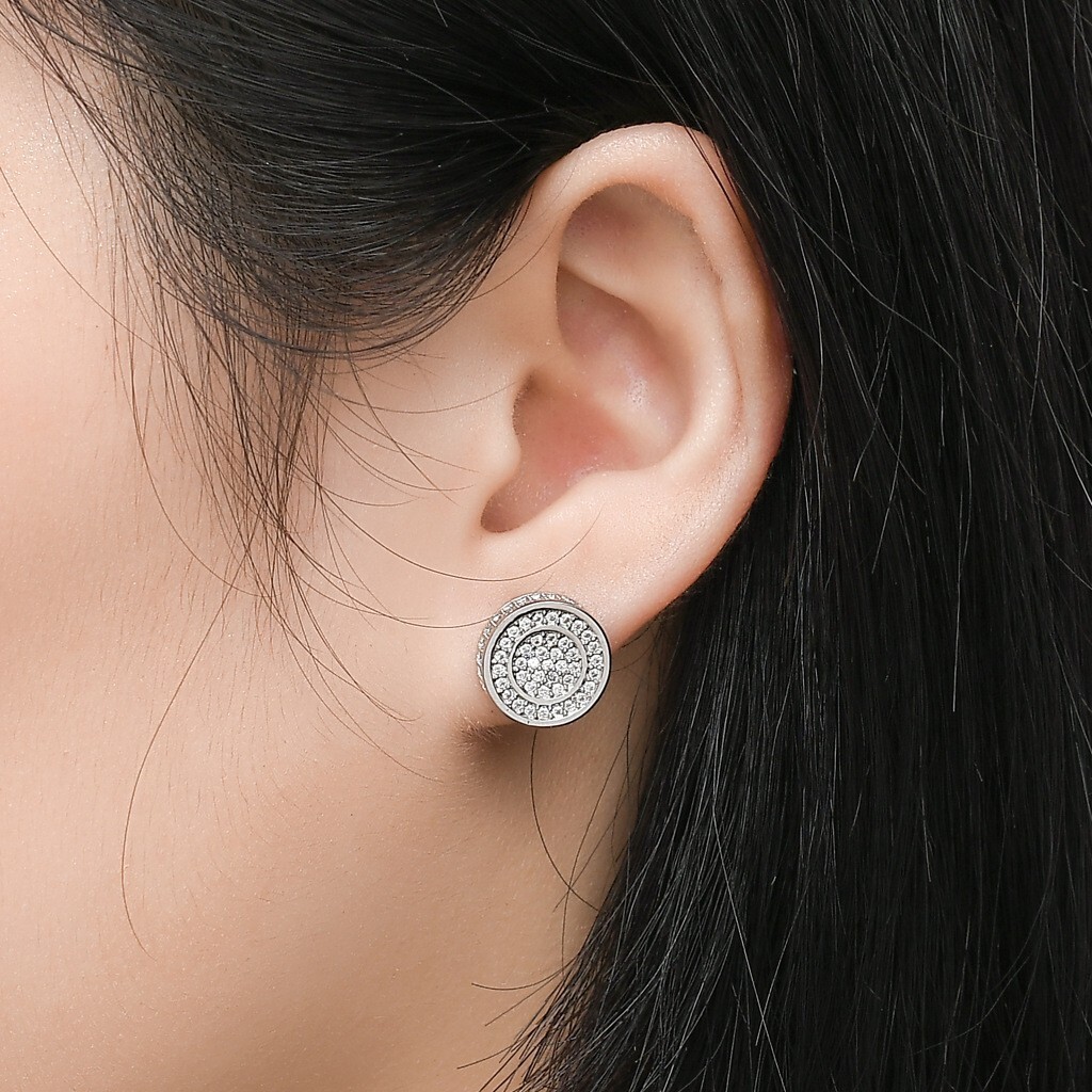 New stud S925 silver needle round mens stud Moissanite hip hop hiphop jewelry Mozambique earrings