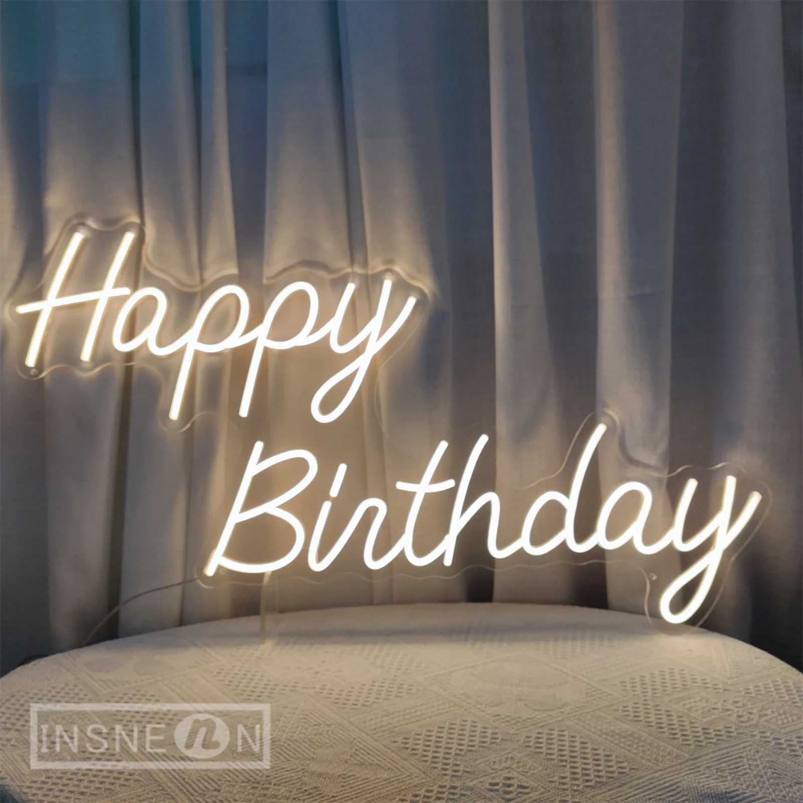 Happy Birthday Neon Sign LED Birthday Party Wall Decor Room Decor LED Light Signs Neon Lights Home Decoration Lamp USB-powered XJ250602