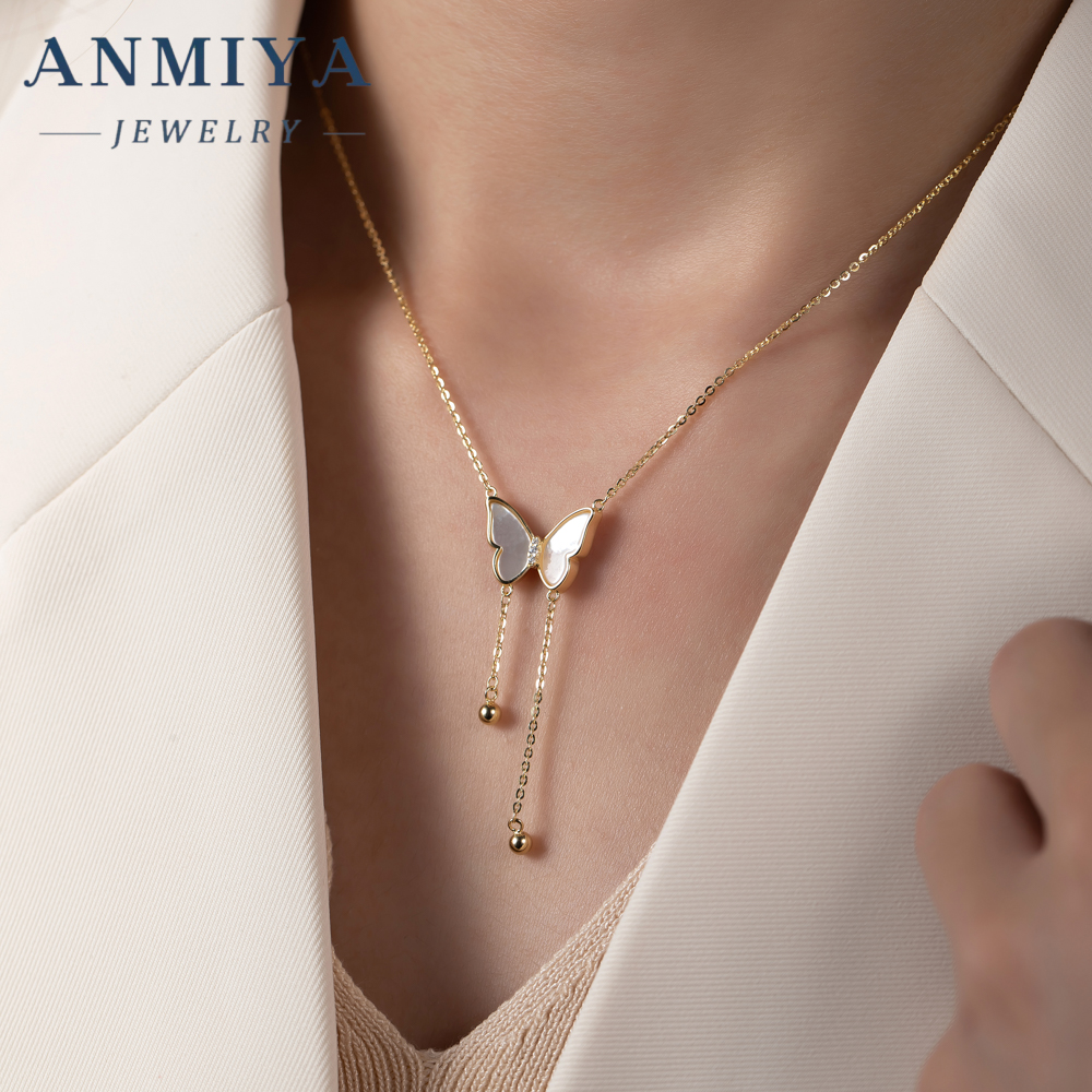 Butterfly Design Jewellery Fashionable Zircon 925 Sterling Silver Chain Necklaces Customized Girl Pendant Necklace