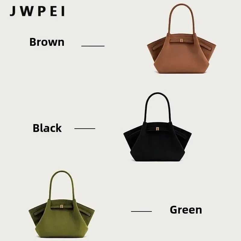 Jwpei High-End Feelchamois Leather Single Shoulder Bag Hana Fashionable Handheld Tote For Women European And American Style W250602