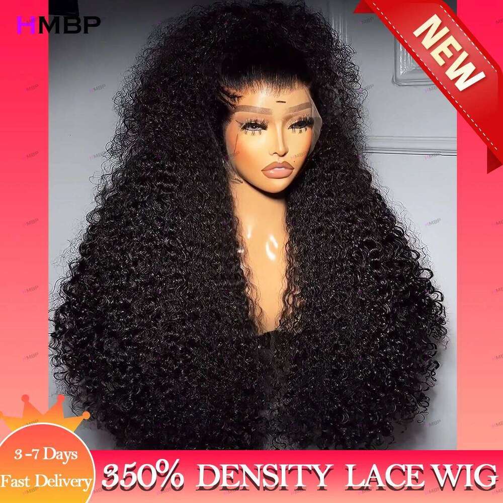 250 Density 13x6 HD Lace Frontal Wig Kinky Curly Glueless Preplucked Ready To Go Brazilian Wigs 100 % Remy Human Hair